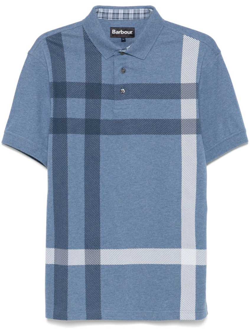 Barbour Blue Check Pattern Polo In Blue