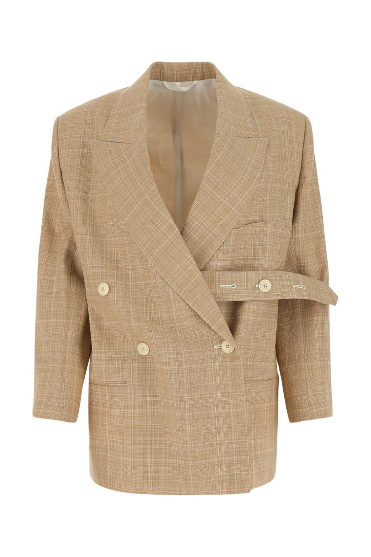 QUIRA SAND BEIGE EMBROIDERED WOOL BLAZER