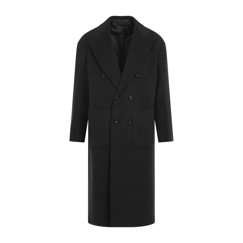 Kiton Dark Grey Tib Virgin Wool Coat In Dark Grey