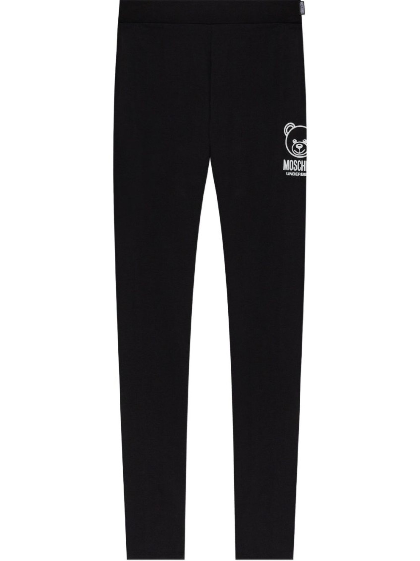 Moschino Underwear Black Stretch Cotton Leggins With Logo