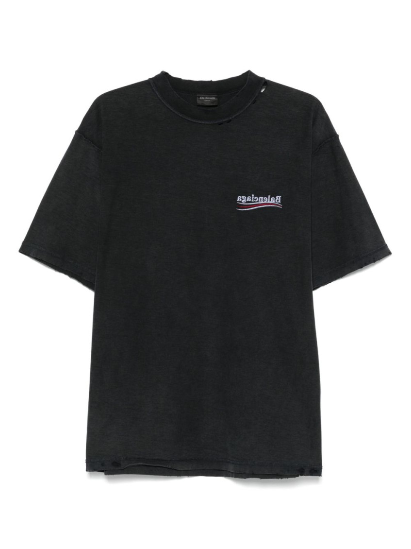 Balenciaga Men Graphite Cotton Oversize T-shirt