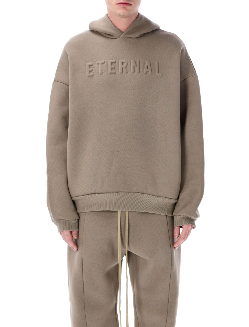 Shop Fear Of God Beige Logo Hoodie