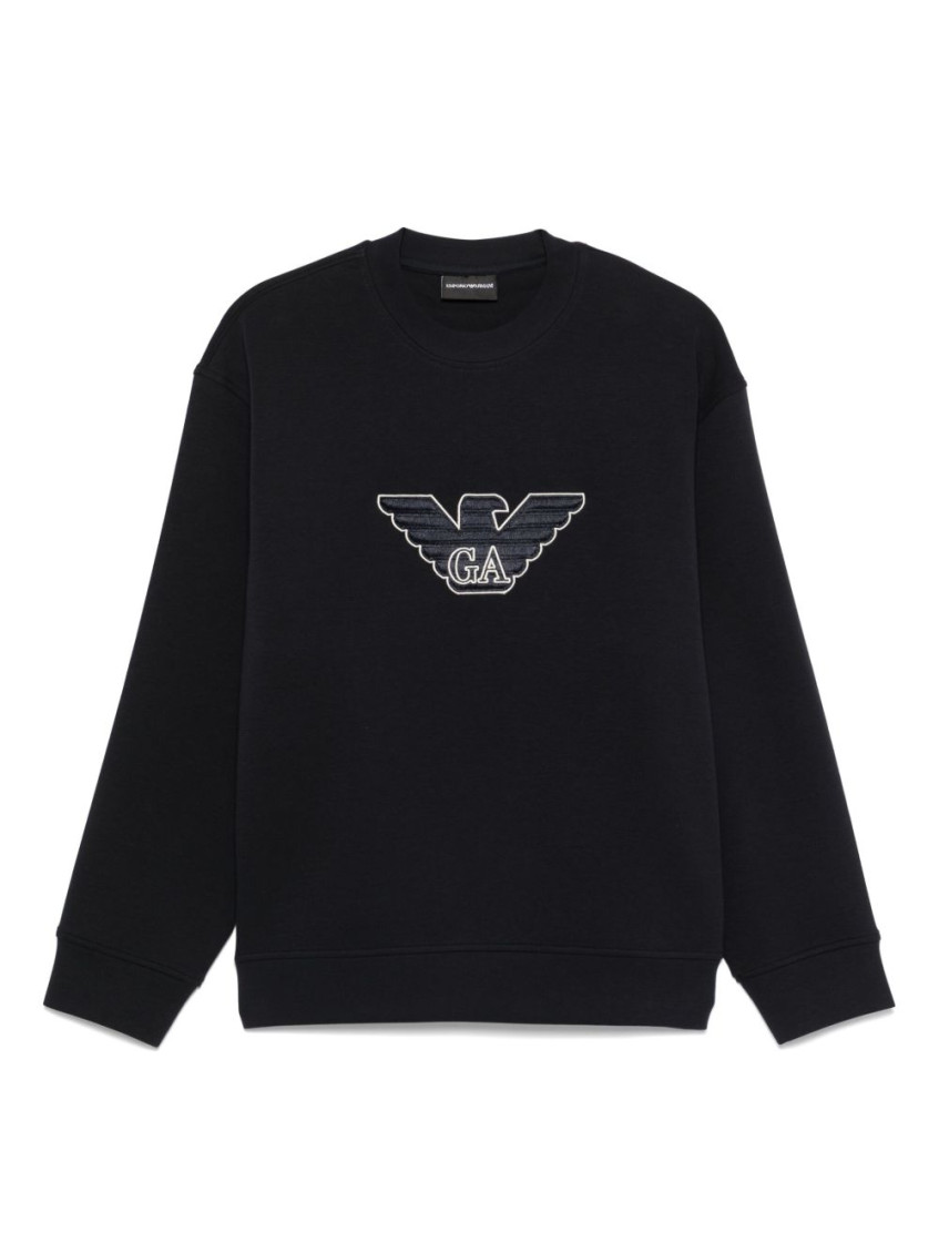 Emporio Armani Cotton Crew Neck Sweatshirt With Embroidered Logo