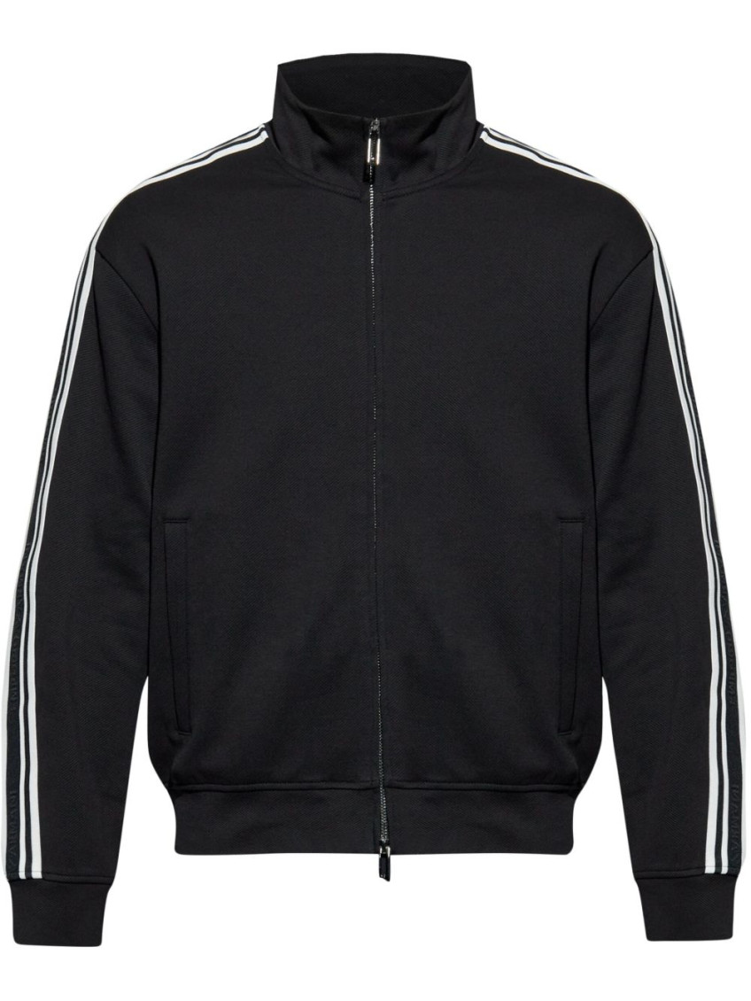 Emporio Armani Zippered High Collar Sweatshirt With Stripe Detailing