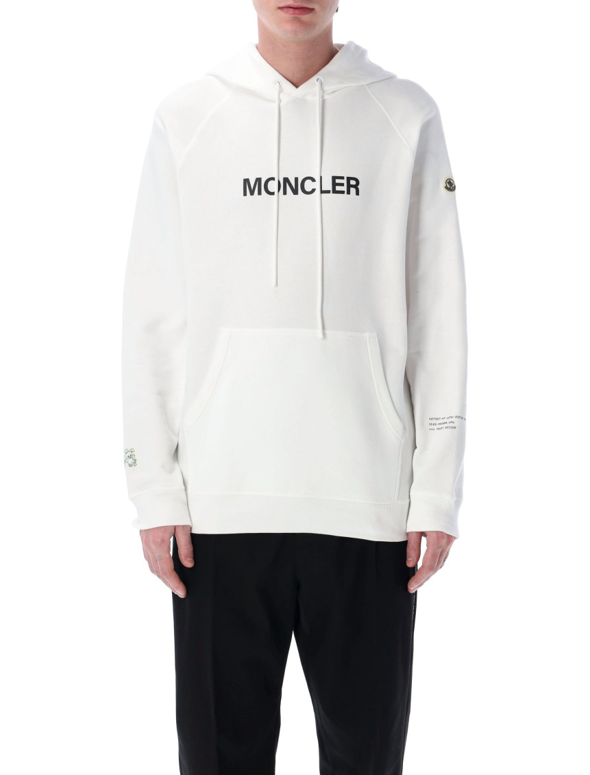 Shop Moncler White Logo Hoodie