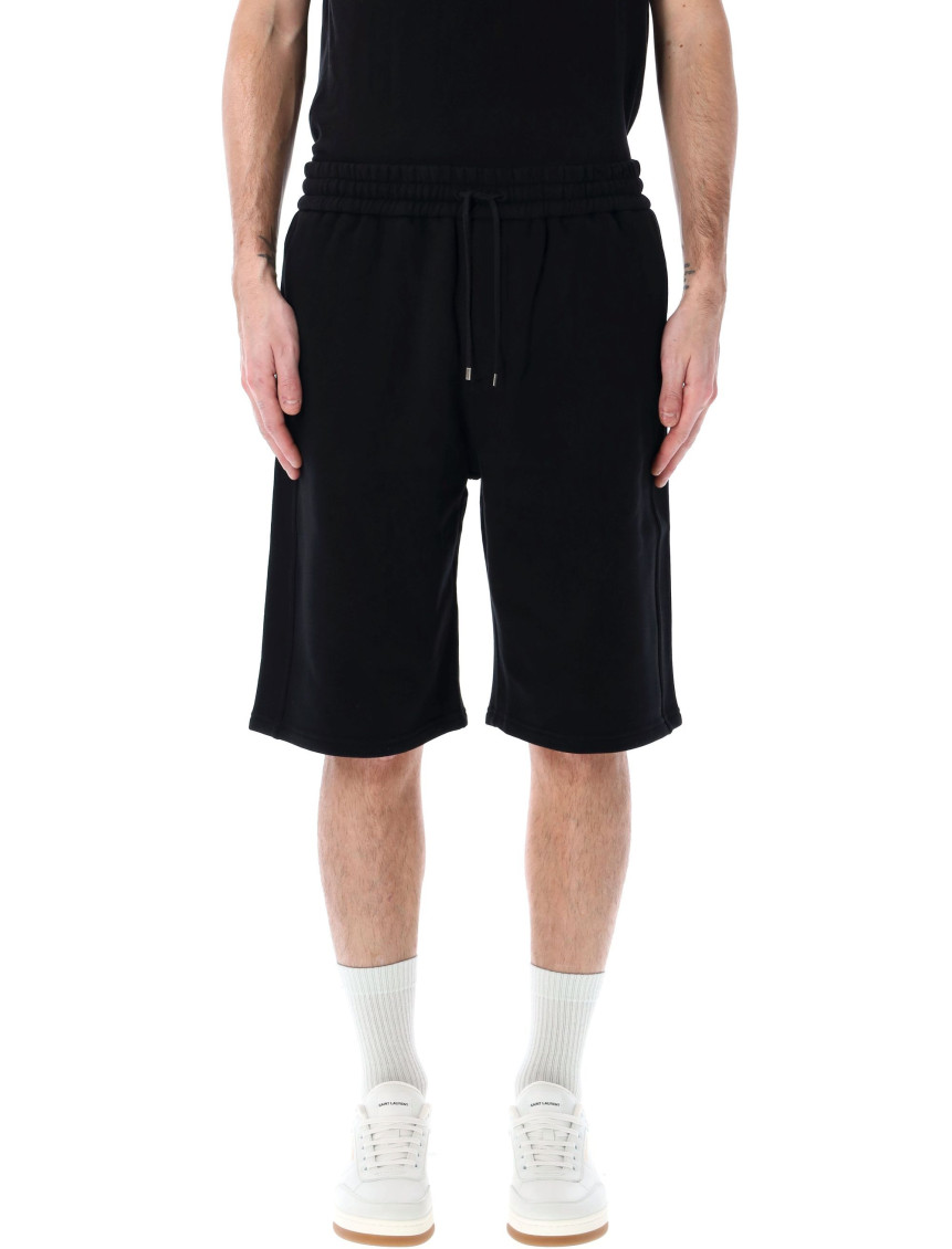 Saint Laurent Waist Drawstring Cotton Fleece Shorts