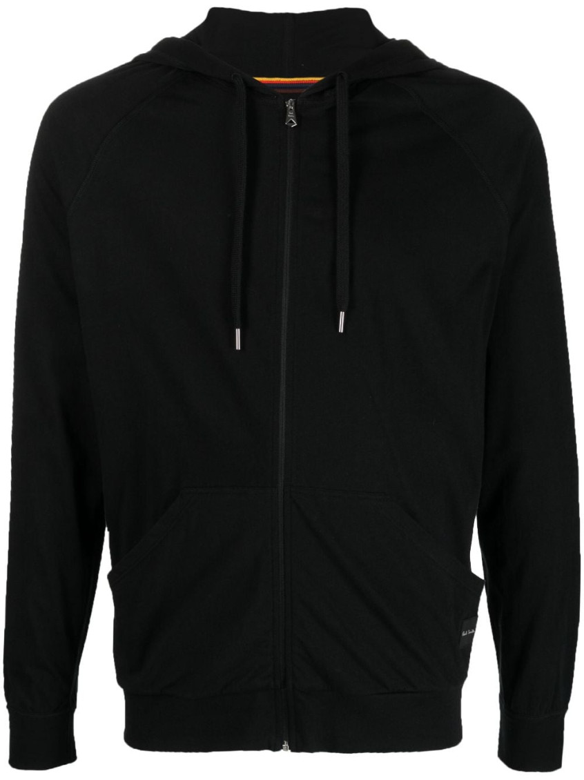 Shop Paul Smith Black Zip-up Cotton Hoodie