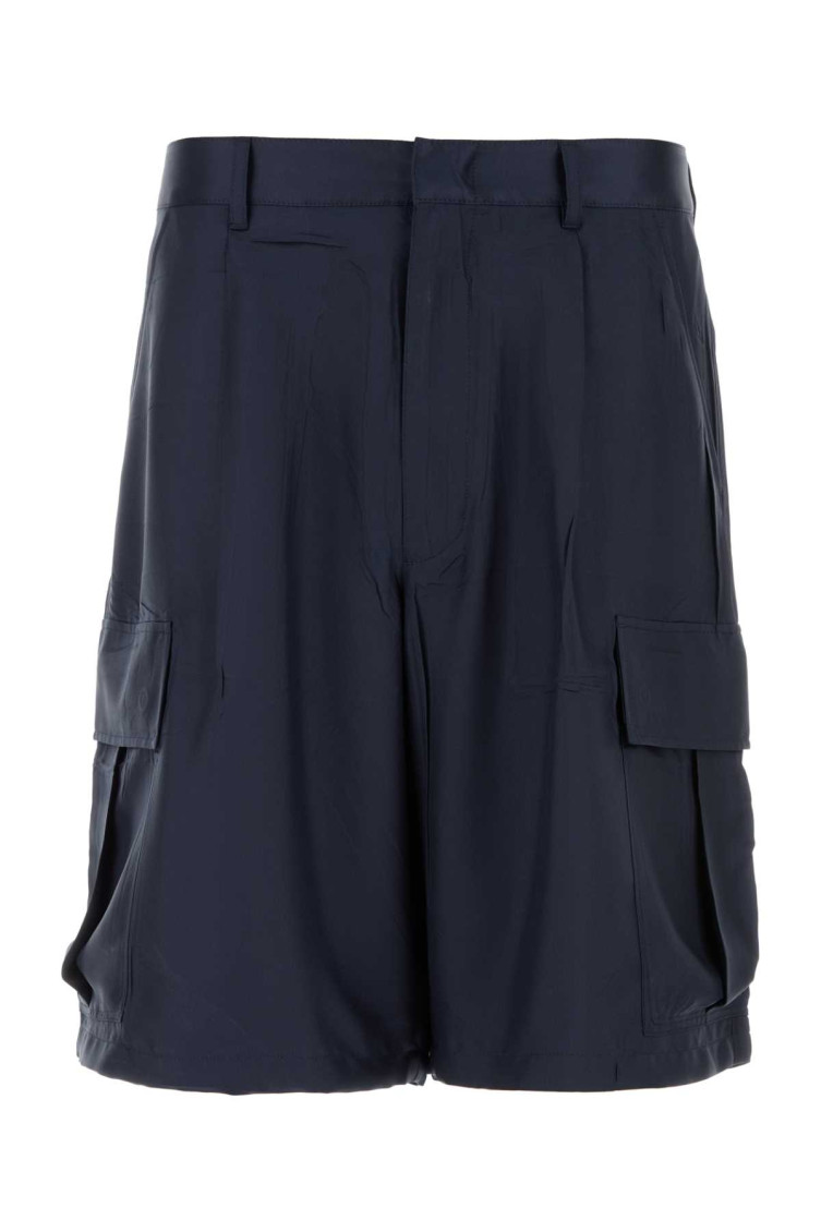 Prada Bermuda Silk Shorts Loops Belt
