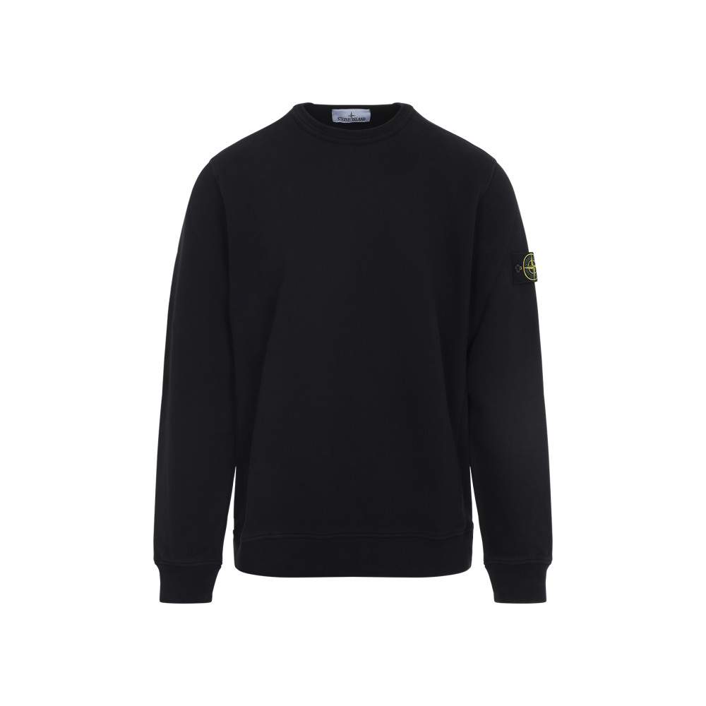 Stone Island Lightweight Wool Crew Neck Pullover In Black