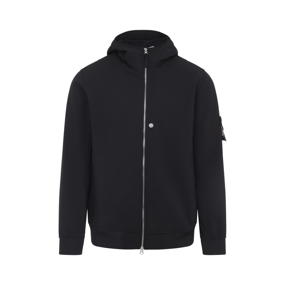 Stone Island Logo Patch Windbreaker Jacket In Black