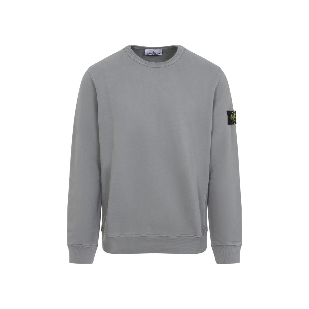 Stone Island Grey Cotton Crew Neck Sweater In Gray