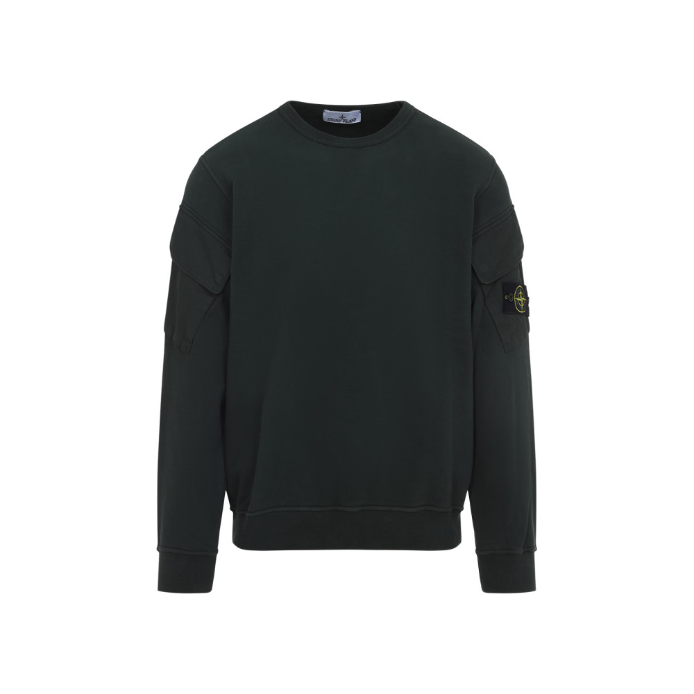 Stone Island Black Sweatshirt With Pockets And Compass Logo In Black