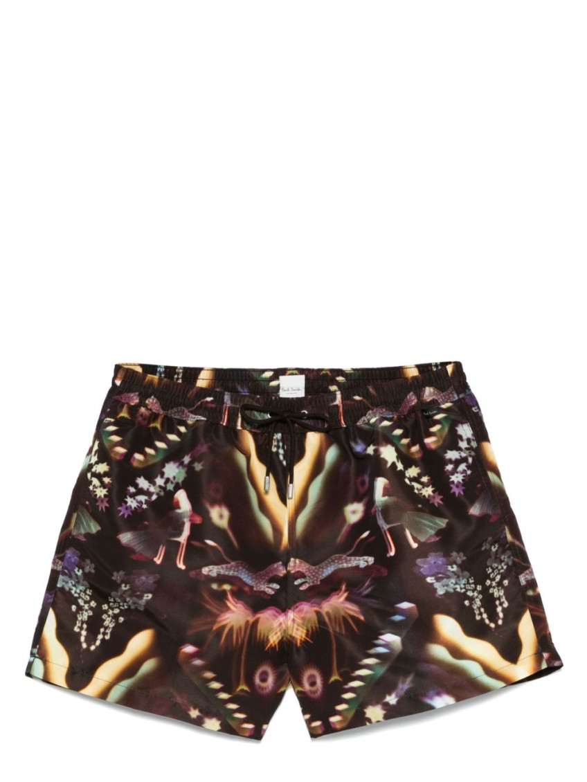 Paul Smith 'lumiere' Print Swim Shorts Brown In Brown