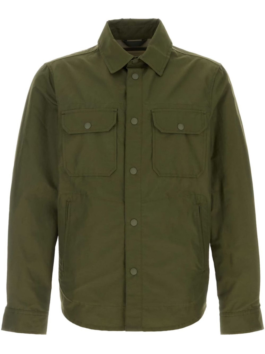 Woolrich Cotton Blend Shirt With Chest Pockets In Green