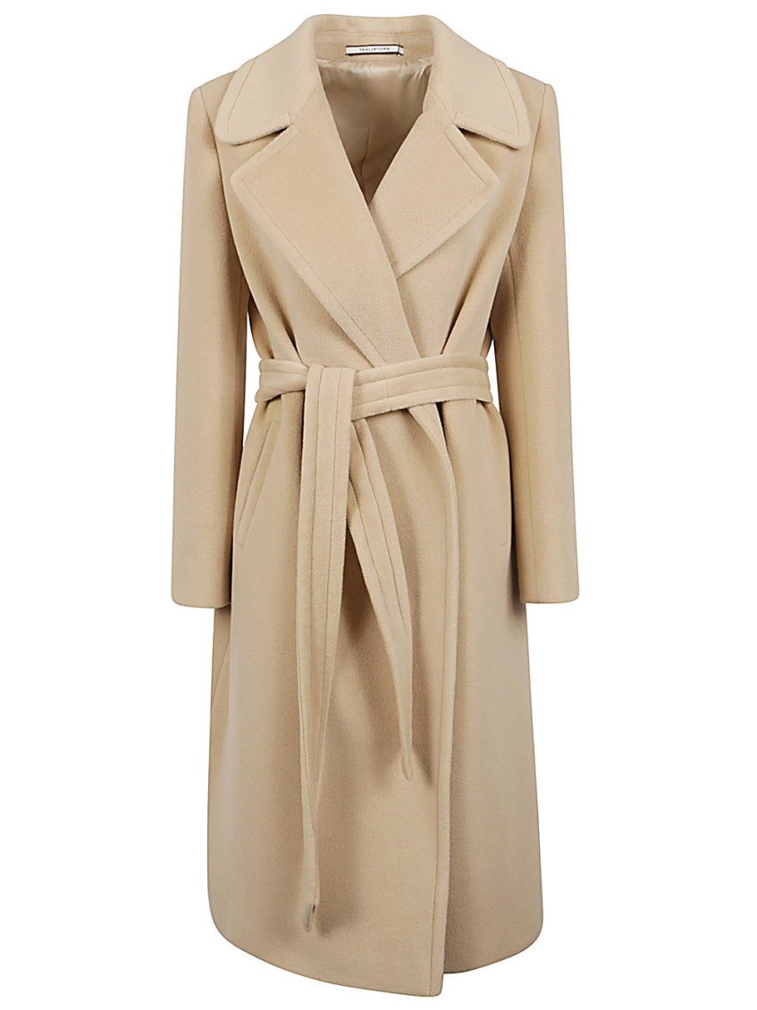Tagliatore Wool Coat Belted Wide Lapels