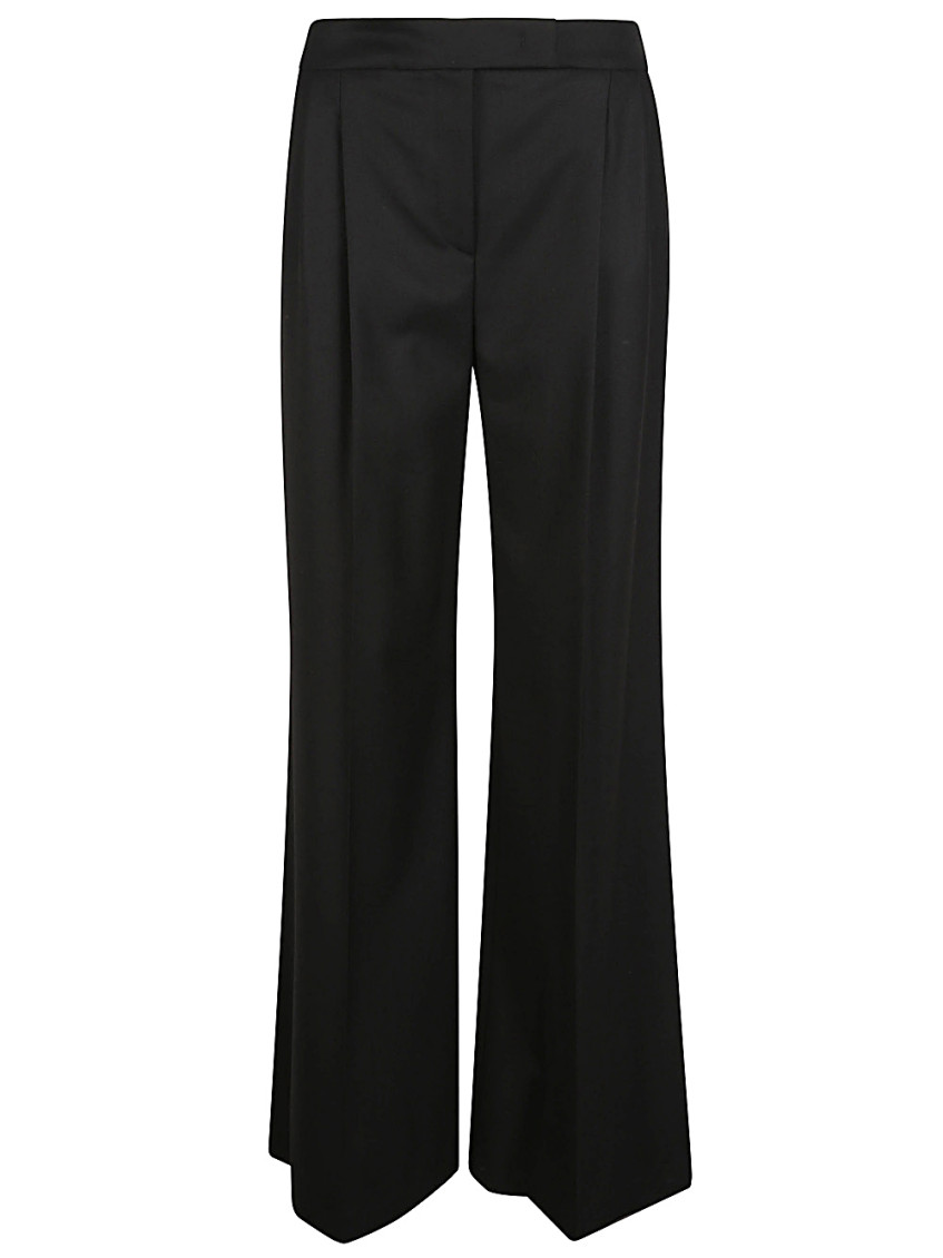 Via Masini 80 Black Wool Blend Trousers In Black