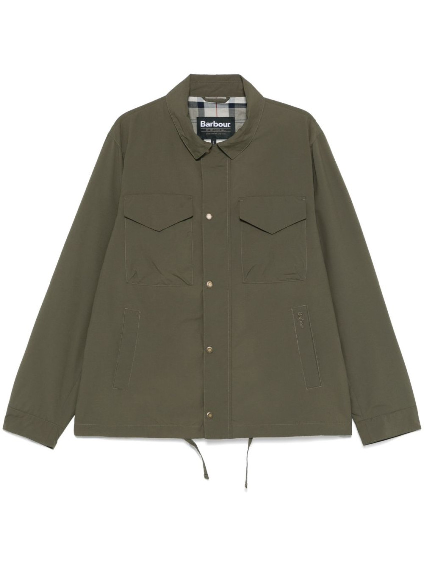 Barbour Collar Flap Pockets Side Drawstring Jacket In Green
