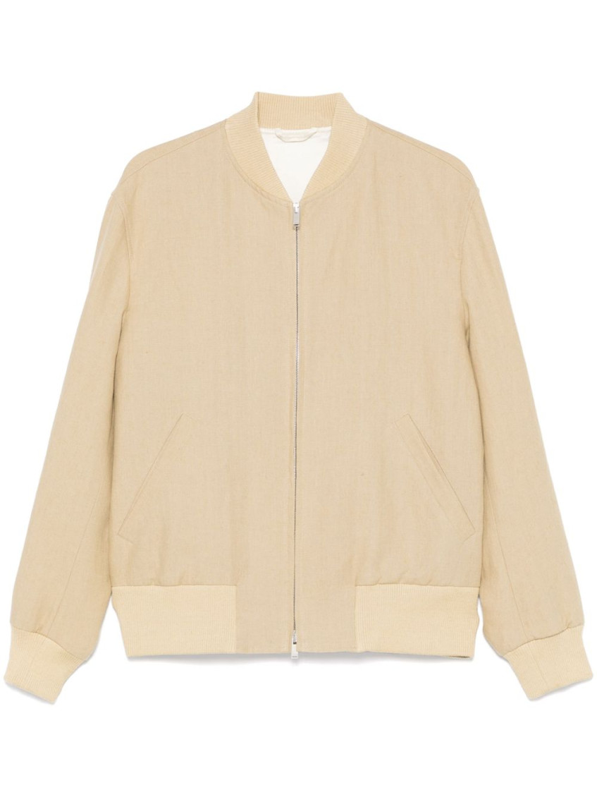 Lardini Ribbed Collar Jacket Side Pockets In Brown