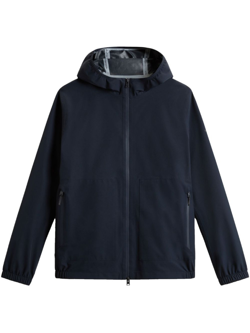 Woolrich Hooded Jacket With Drawstring And Pockets In Black