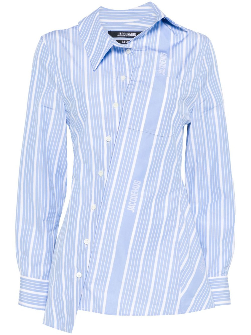 Jacquemus Tailored Striped Shirt With Design And Signature Detailing In Blue