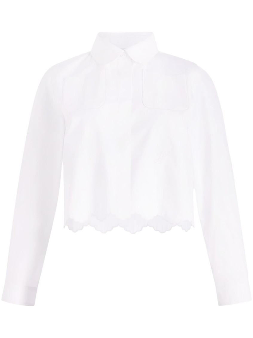 Patou Poplin Shirt With Scalloped Hem In White