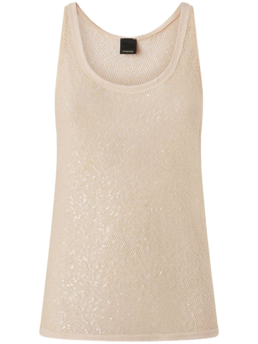 Pinko Beige Top With Textured Surface And Subtle Sheen