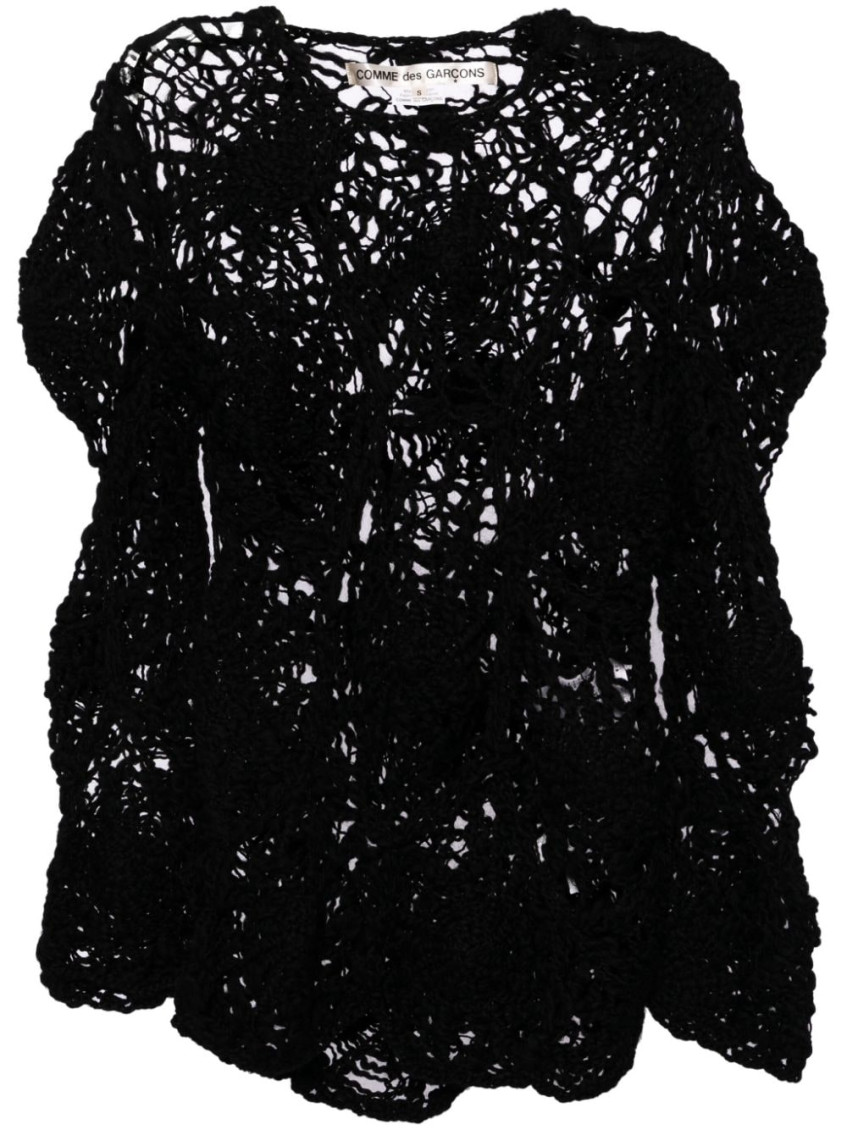 Comme Des Garçons Open Crochet Spider Web Knit Sweater In Black