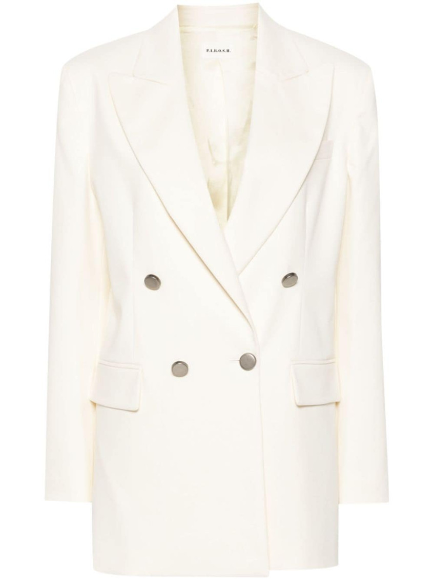 P.a.r.o.s.h Parosh Crew Cotton Blend Blazer Jacket In Neutral