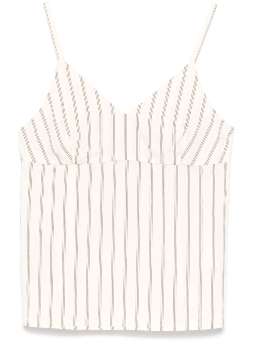 Seventy Cream Top With Stripes Pattern In White