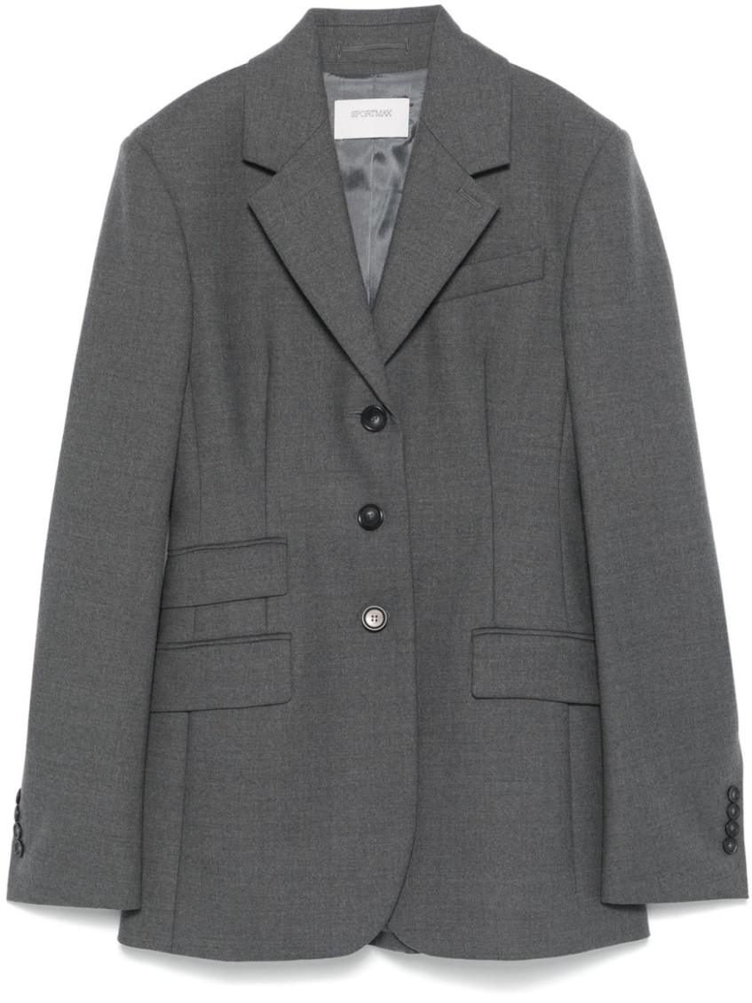 Sportmax Grey Wool Single-breasted Jacket In Gray