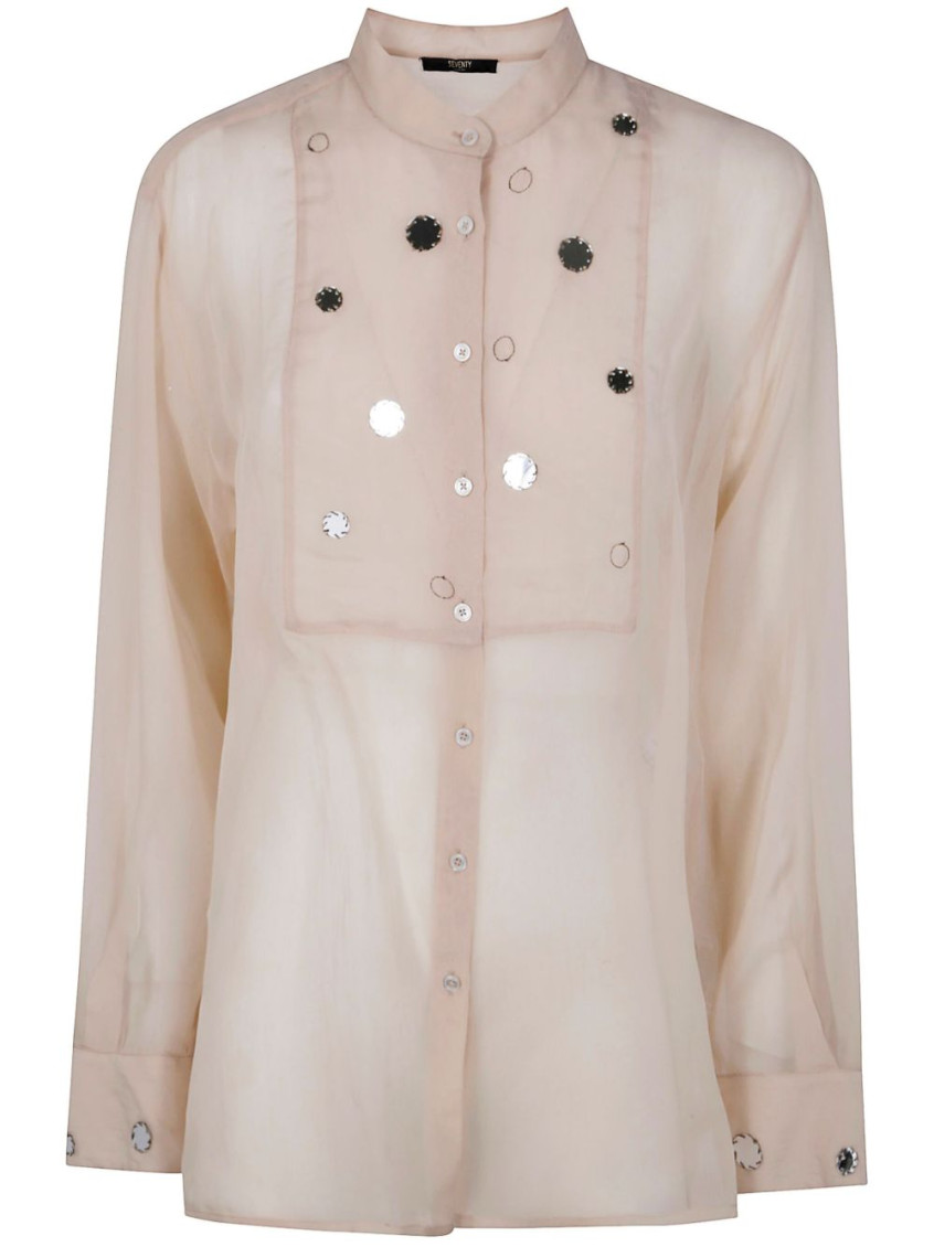 Seventy Light Beige Shirt With Sequin Embellishment In Neutral