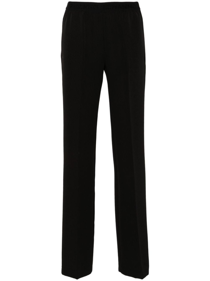 Ermanno Firenze Black Logo-waistband Cady Trousers In Black