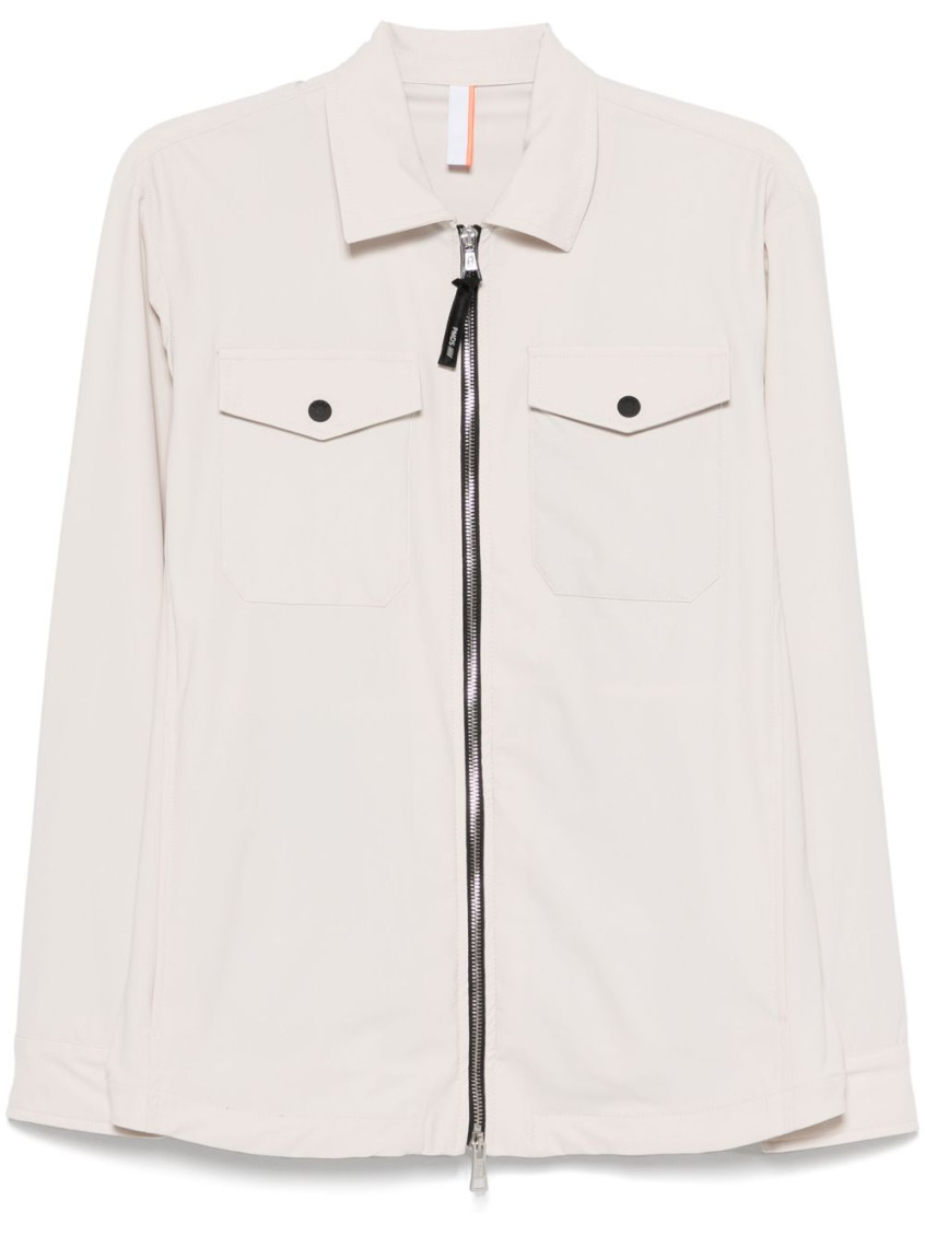 P.m.d.s Pmds Light Beige Shirt With Two-way Zip In White