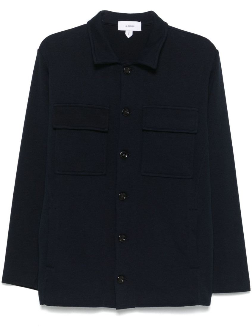 Lardini Collared Cotton Jacket With Multiple Pockets In Black