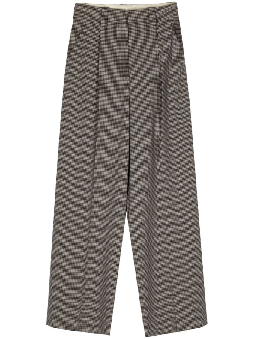 Alysi Wool Blend Wide-leg Trousers In Gray