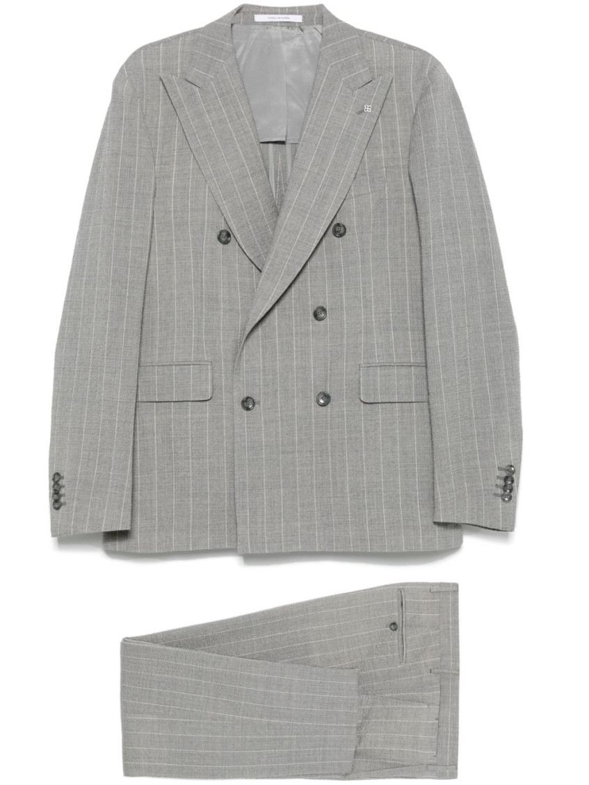Tagliatore Vesuvio Suit With Double-breasted Design And Chest Pocket In Gray