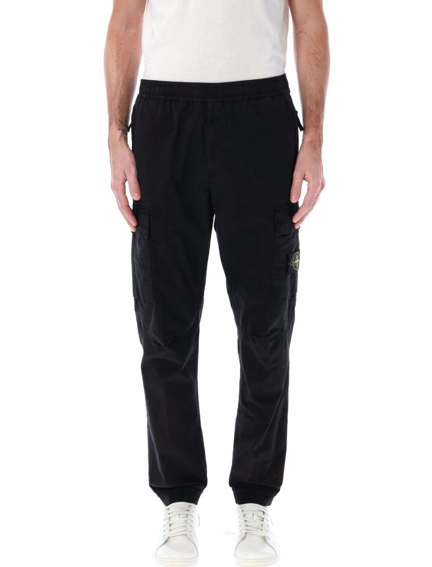 Stone Island Black Stretch Twill Cargo Trousers