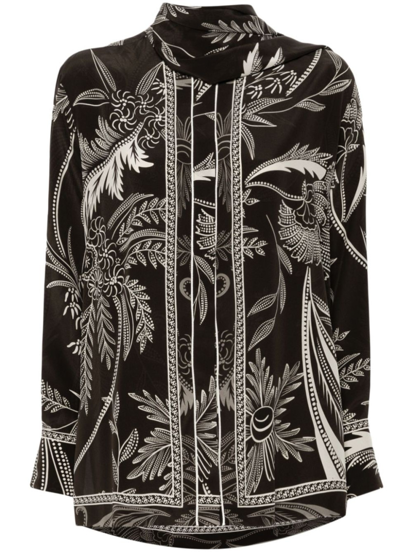 F.r.s For Restless Sleepers For Restless Sleepers Printed Silk Shirt In Brown