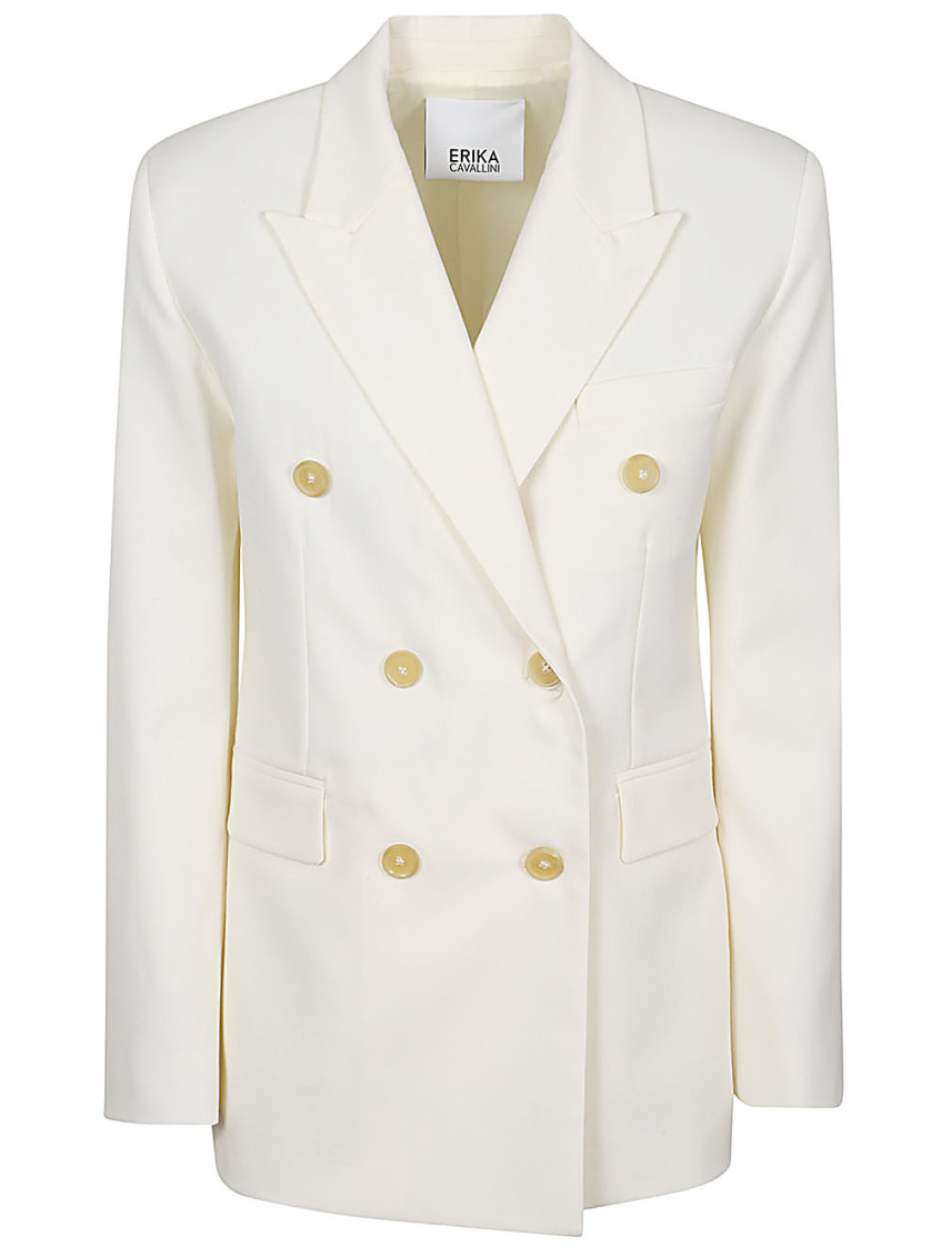 Erika Cavallini Semi-couture White Twill Alberta Blazer In White