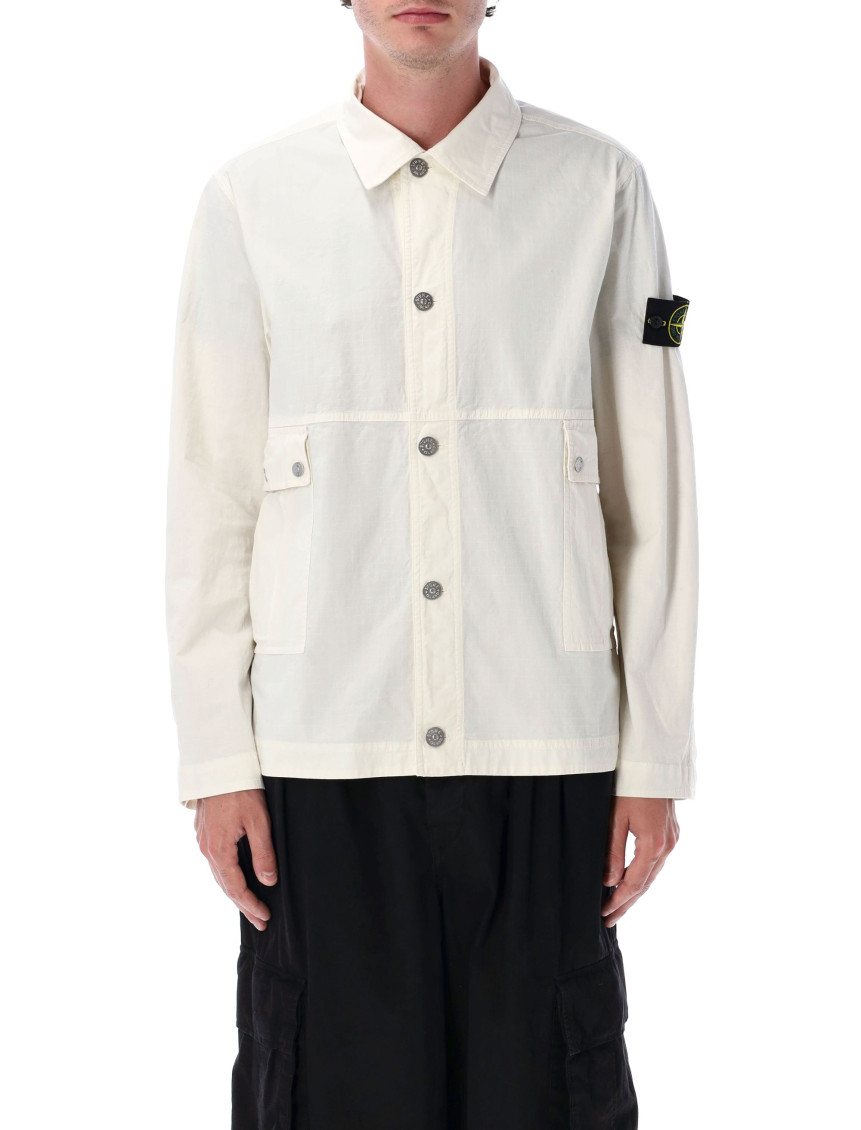 Stone Island Off-white Mil-spec Stretch Ripstop-tc Jacket In Neutral
