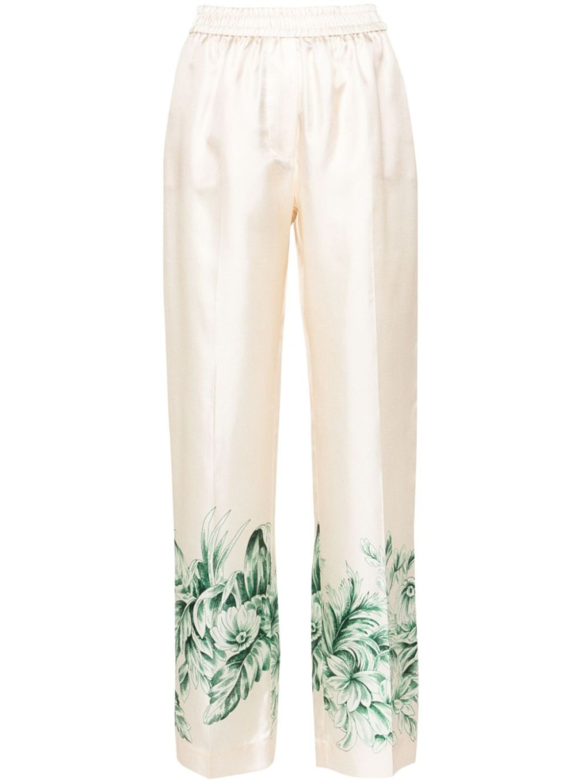 F.r.s For Restless Sleepers For Restless Sleepers Silk Printed Trousers In White