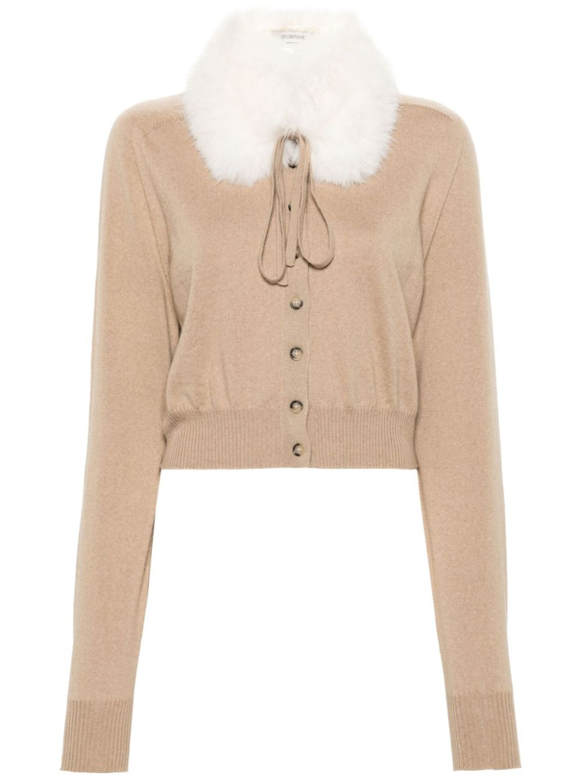 Sportmax Detachable Collar Cardigan In Neutral