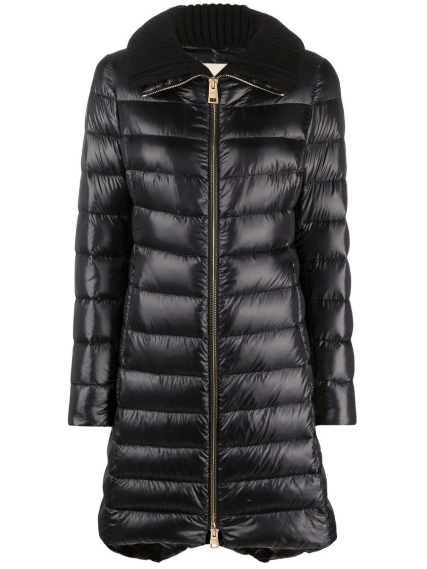 Herno Long Quilted Jacket High Collar In Multi