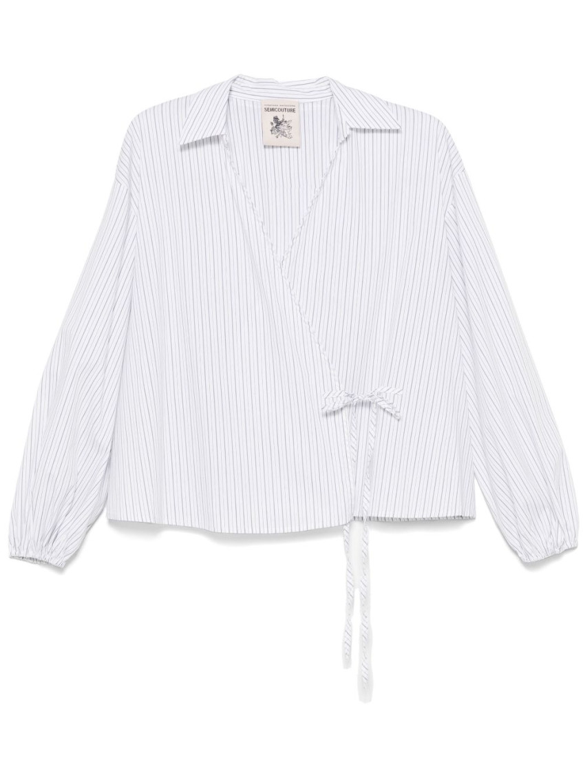 Semicouture White Stripe Top In White