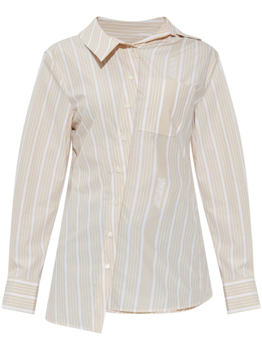 Jacquemus Pablo Striped Asymmetric Spread Collar Shirt