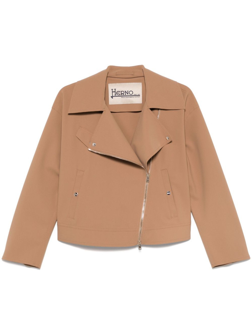 Herno Camel Brown Jacket With Spread Collar