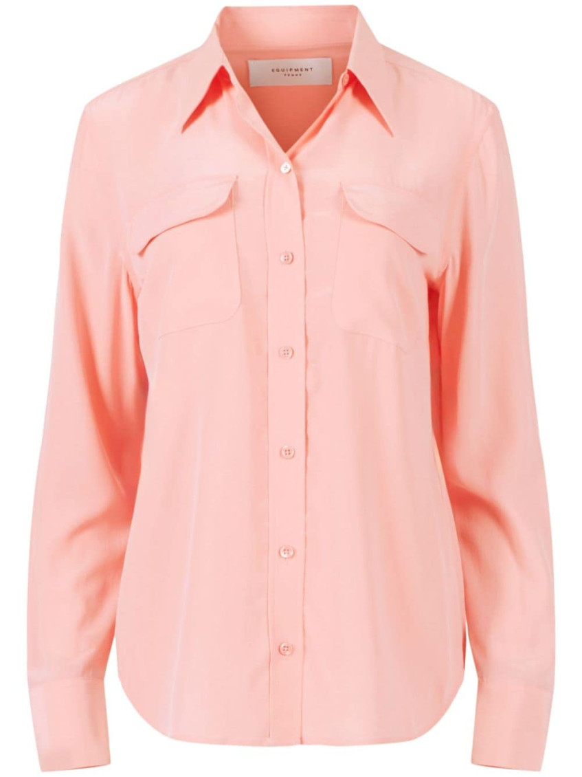 Equipment Rose Pink Silk Shirt With Pockets