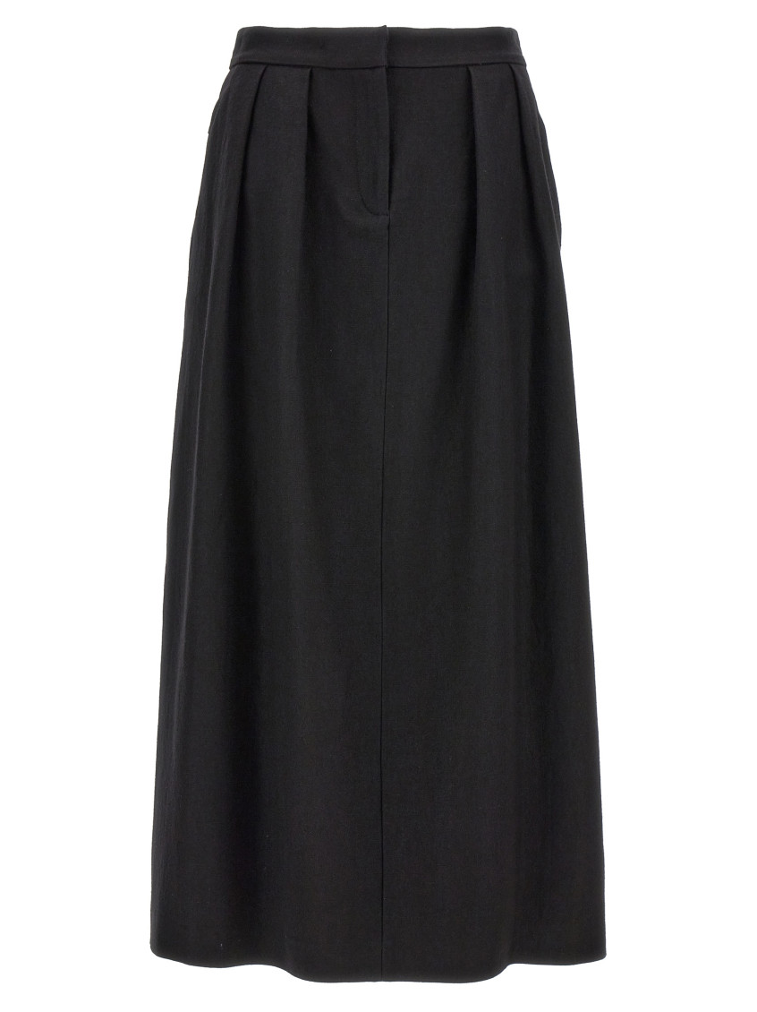 Shop Fabiana Filippi Black Wool Midi Skirt