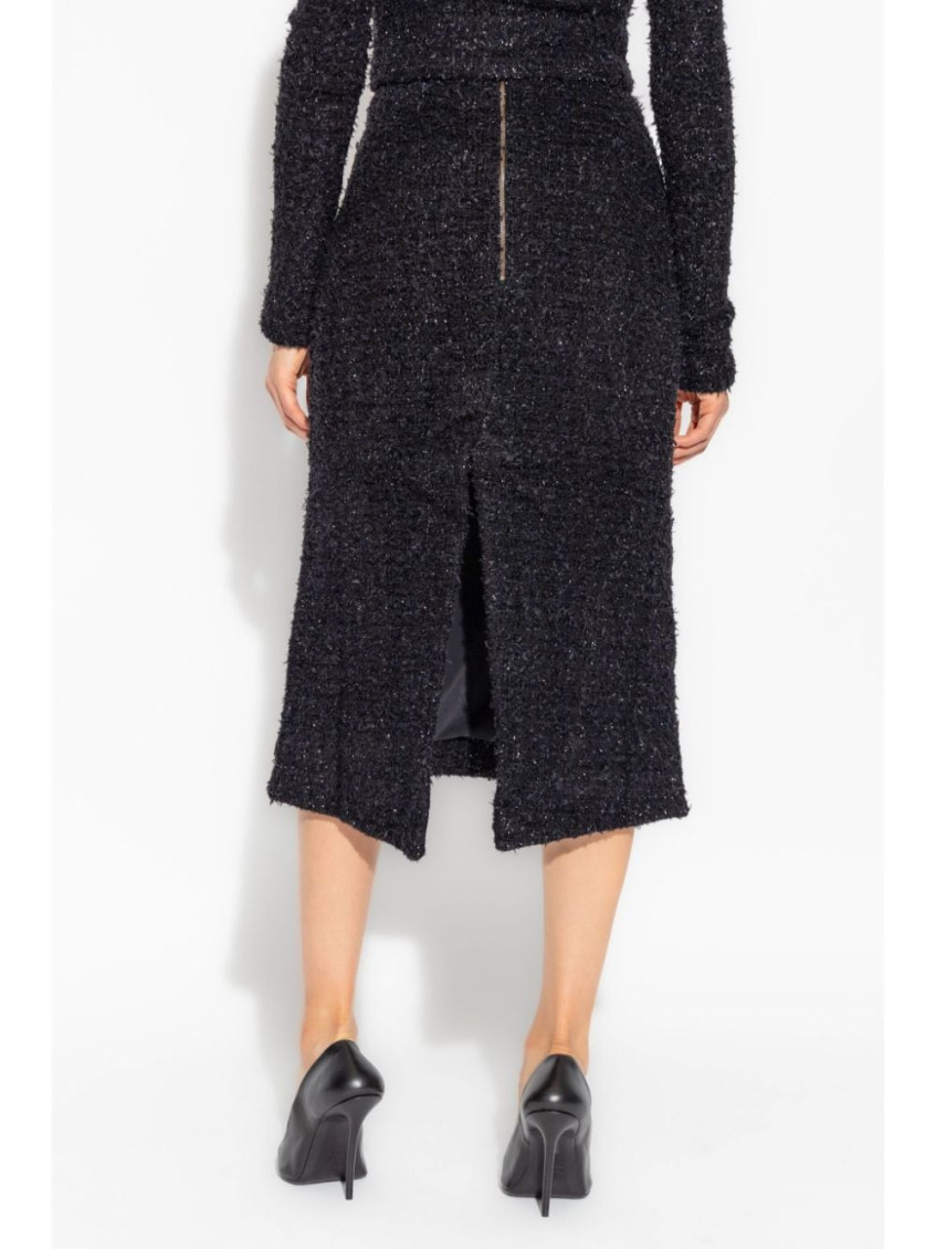 Balenciaga Black Tweed Midi Skirt for Women Online USA at