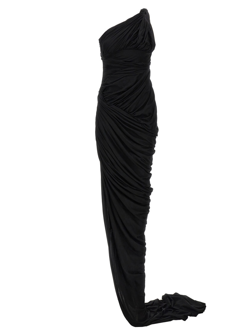 【送料&関税込】Rick Owens lido Black Long Dress With Straig RICK OWENS Lido strapless paneled coated-denim gown | NET-A